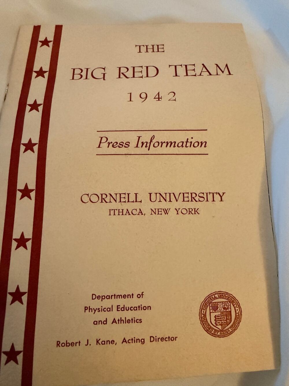 Rare 1942 Cornell University Big Red Football Press Media Guide WWII Era